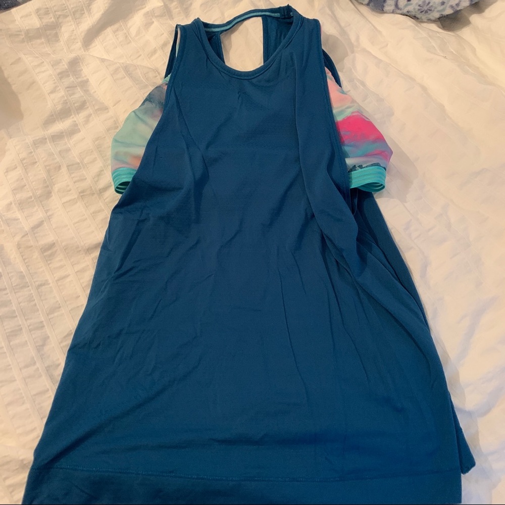 Ivivva two in one cross tank mountain blue